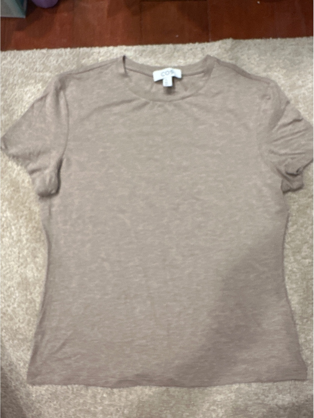(4)COS Women's Short Sleeve Beige T-Shirt Size S